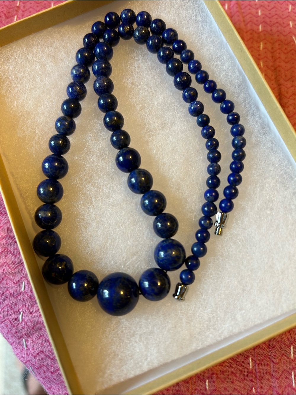 Source Unknown Lapis-Style Graduated Bead Necklace in Deep Blue